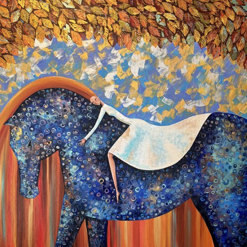 Girl on Horseback Redhead Girl Original Art Horse Artwork by Nataliya Rozhdestvenskaya, 絵画 for Sale on Singulart