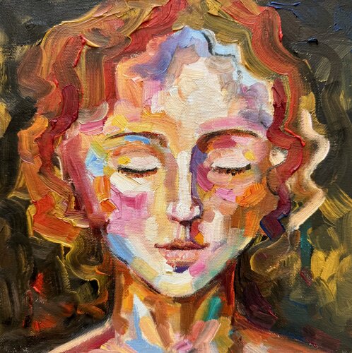 Girl Portrait Redhead Girl Oil Original Painting Romantic Woman Portrait Nataliya Rozhdestvenskaya