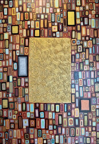 Terracotta Dreams Inspired by Gustav Klimt 100x70 Original Painting by Nataliya Rozhdestvenskaya, Painting for Sale on Singulart