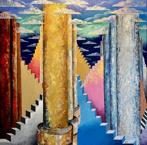 Seventh Heaven Original Painting 100/100 Stairways to the Sky Nataliya Rozhdestvenskaya