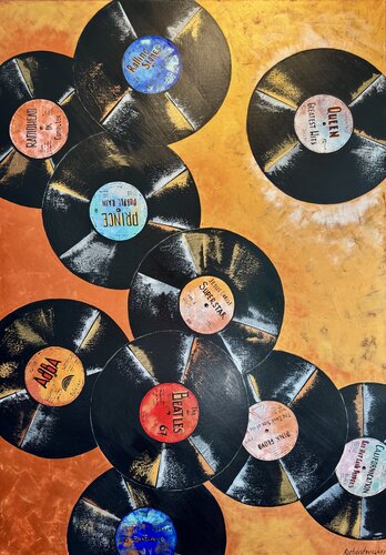 Sound of Icons Original Painting 100x70 The Vinyl Universe von Nataliya Rozhdestvenskaya, Malerei kaufen auf Singulart