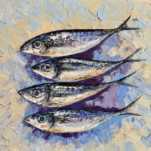 Sardinen Original Oil Painting par Nataliya Rozhdestvenskaya, Peinture en vente sur Singulart