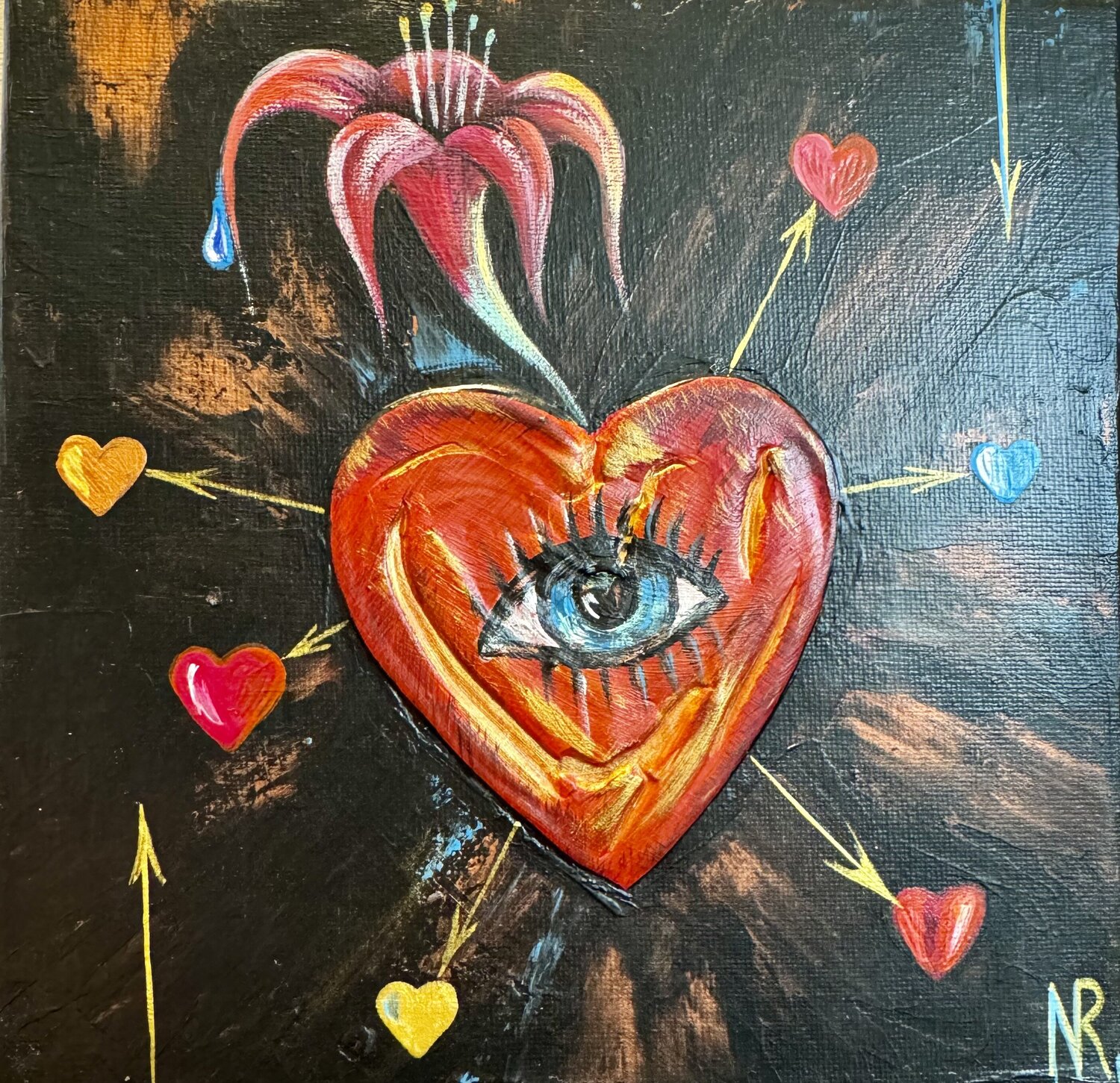 My Heart Painting Original Painting Miniature Textured Artwork Nataliya Rozhdestvenskaya Peinture originale à vendre