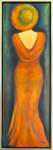 Frau in Orange von Irmtraut Behrens, Malerei kaufen auf Singulart