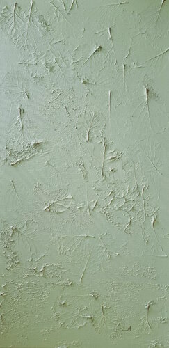 Textured sage green  with dried leaves. van Maira Rībena, Schilderij te koop op Singulart