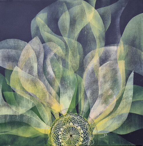 Transparent sun- flowers. van Maira Rībena, Schilderij te koop op Singulart