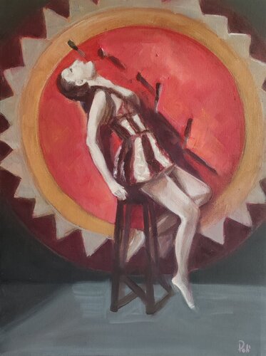 Il lanciatore di coltelli by Chiara Poli, 油畫 for Sale on Singulart