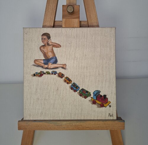 Il gioco del trenino by Chiara Poli, 회화 for Sale on Singulart