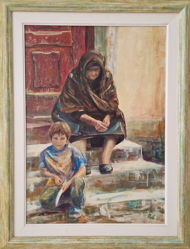 Vecchia con bambino by Chiara Poli, 油畫 for Sale on Singulart