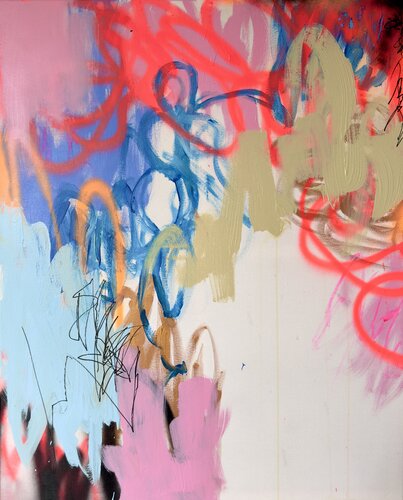 TANGLED IN RED van Carolyn Kraft, Schilderij te koop op Singulart