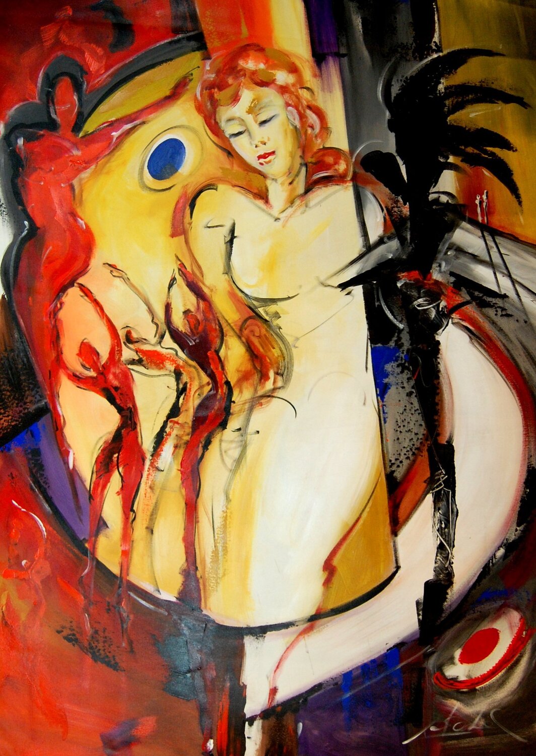 Black Velvet Alfred Gockel Dipinto originale in vendita