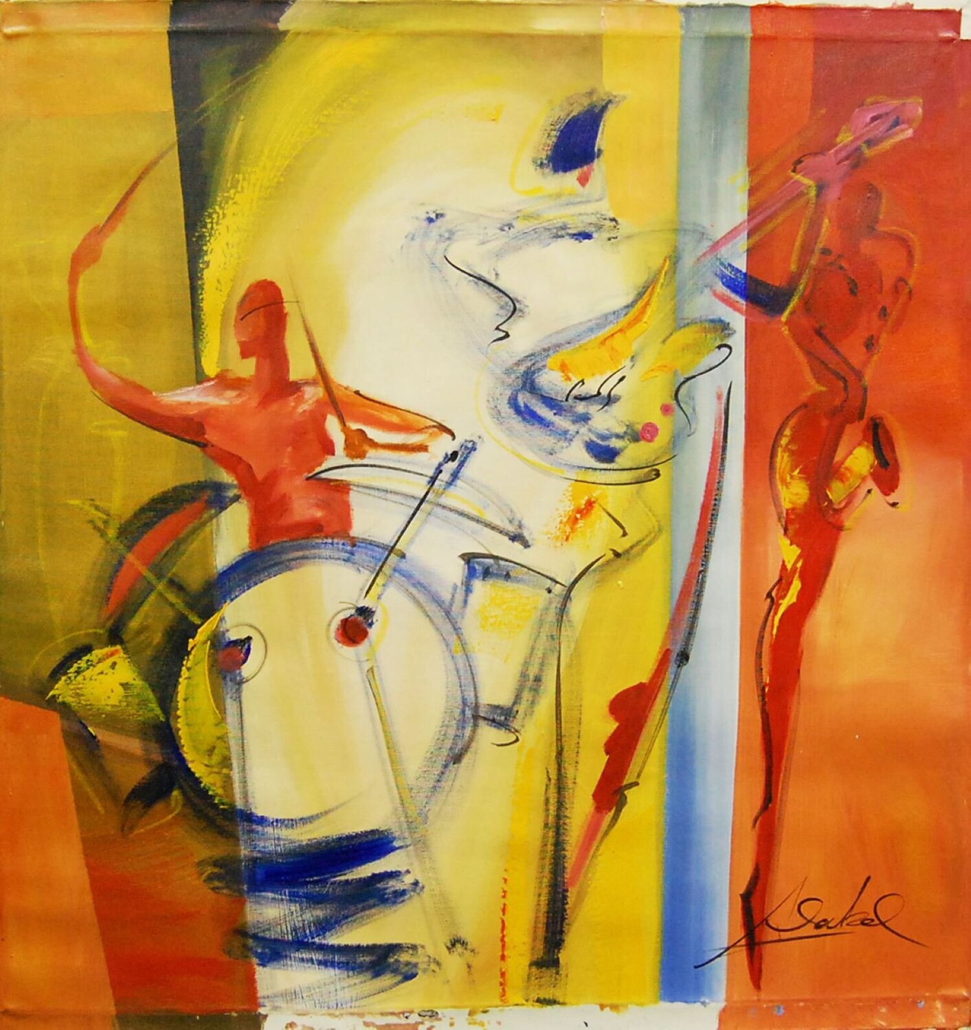 Jam Session Three Alfred Gockel Dipinto originale in vendita