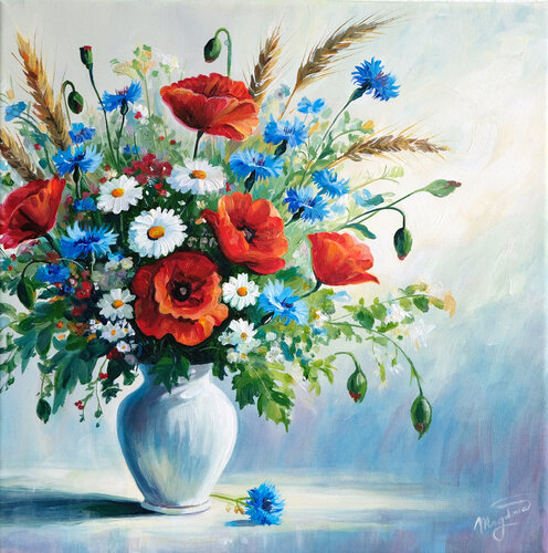 Decent red poppies van Jana Magdova, Schilderij te koop op Singulart