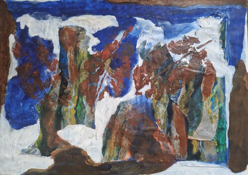 waterfall in time's of tide and falling leave's di Daria Sonja Kehrer, Pittura in vendita su Singulart