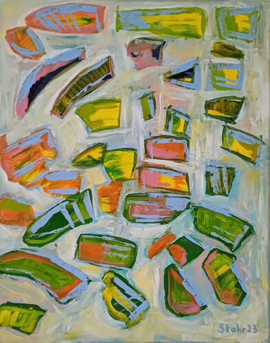 Steine im Sand di Susanne Stahr, Pittura in vendita su Singulart