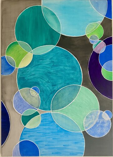 “Bubbles on grey background” van Martina Repetti, Schilderij te koop op Singulart