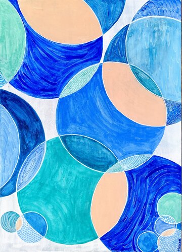 “Bubbles in chalck paint “ van Martina Repetti, Schilderij te koop op Singulart