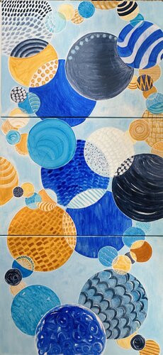 “Bubbles in beach colours “ van Martina Repetti, Schilderij te koop op Singulart