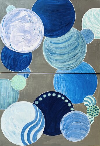 Cold Bubbles in grey background van Martina Repetti, Schilderij te koop op Singulart