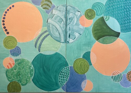 “Bubbles in water green” van Martina Repetti, Schilderij te koop op Singulart