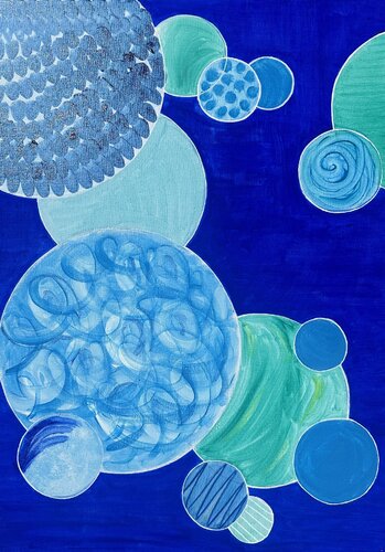 “Cold Bubbles in Blue” van Martina Repetti, Schilderij te koop op Singulart