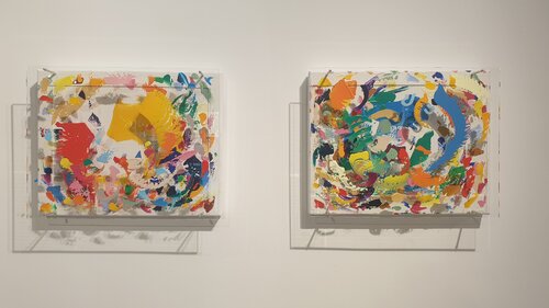 Paire: Au plus profond de mon corps le plomb se transforme en or ET Would you please join me and explore the depths of infinity? van Olivia de Posson, Schilderij te koop op Singulart