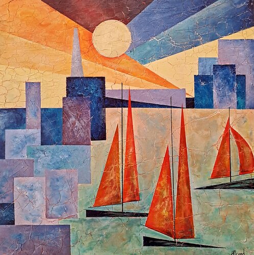 Au bord de l'eau van helene icard, Schilderij te koop op Singulart