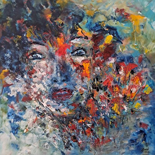 La femme fleurie by helene icard, 회화 for Sale on Singulart