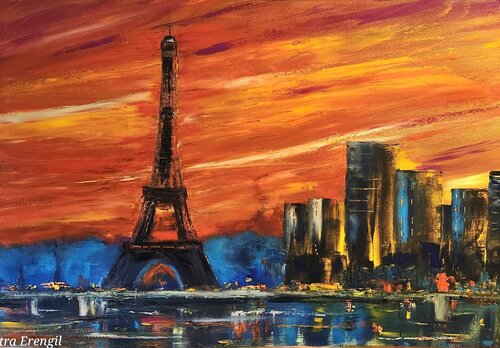 Sun down in Paris by Petra Erengil, Painting for Sale on Singulart