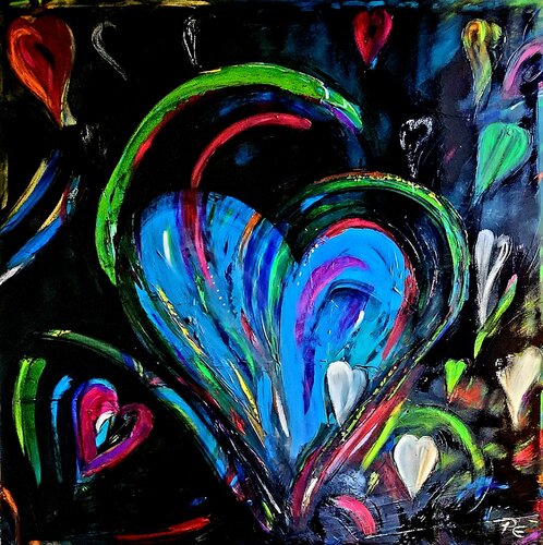 Farbiges Herz di Petra Erengil, Pittura in vendita su Singulart