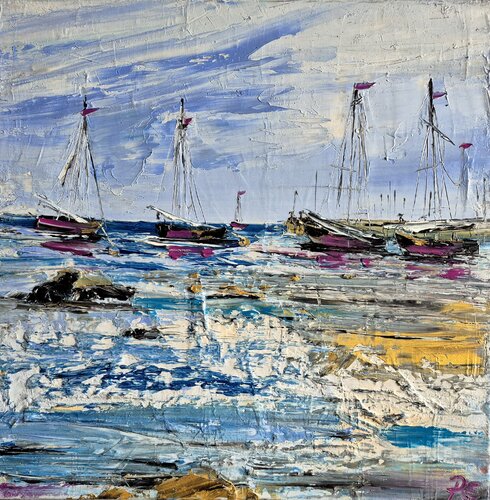 Magenta am Hafen van Petra Erengil, Schilderij te koop op Singulart