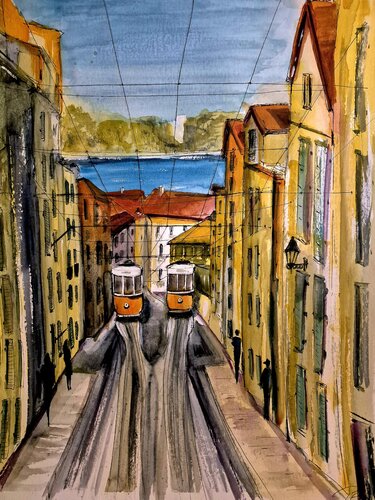 Lissabon 2 van Petra Erengil, Schilderij te koop op Singulart