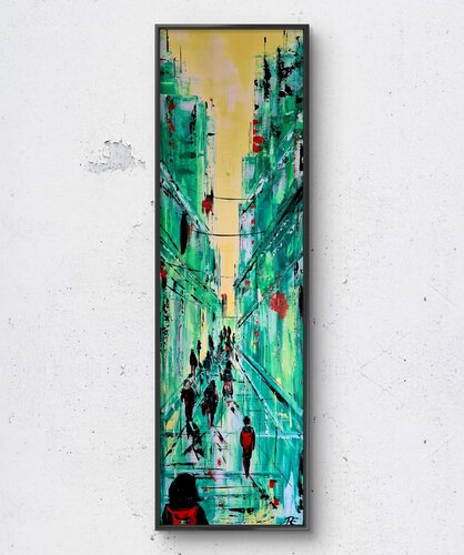 Spring in town di Petra Erengil, Pittura in vendita su Singulart