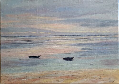 "Lagon au crépuscule" di Laurence Moretto, Pittura in vendita su Singulart