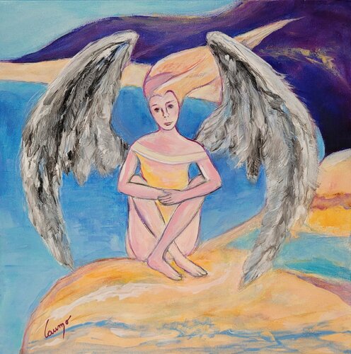 "Ange au repos" di Laurence Moretto, Pittura in vendita su Singulart