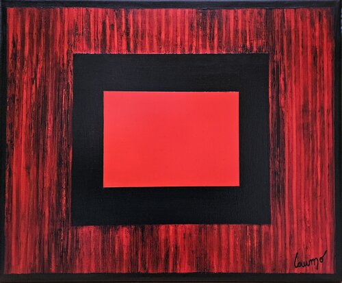 "Fenêtre dans l'abstraction (1) (horizontale, rouge et noire)" by Laurence Moretto, Painting for Sale on Singulart