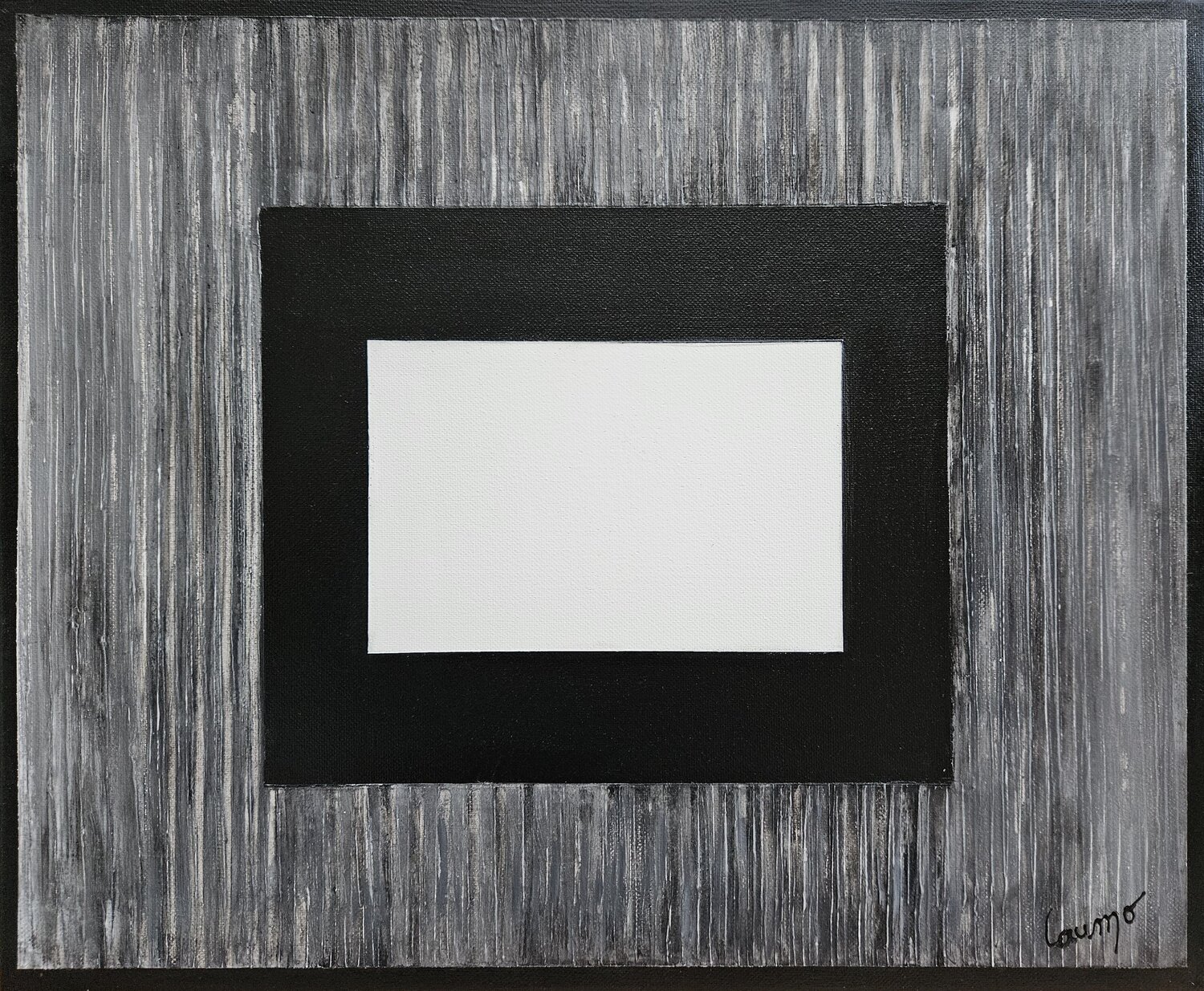 "Fenêtre dans l'abstraction (3), (horizontale, blanche, noire et grise)" Laurence Moretto