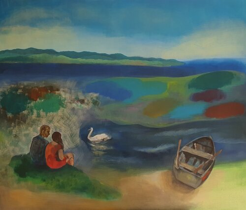How do we get to the other shore? de Sarah Hamm, Pintura a la venta en Singulart
