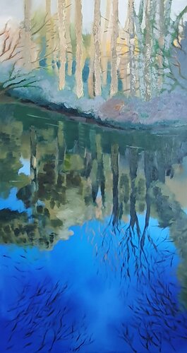 The sky in the lake de Sarah Hamm, Pintura a la venta en Singulart