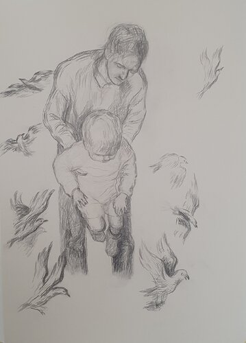 Father and son di Sarah Hamm, Opera su carta in vendita su Singulart