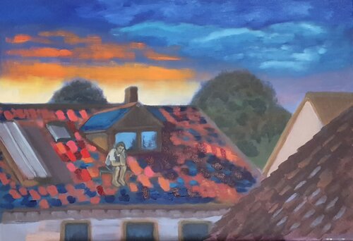 On the roof by Sarah Hamm, Painting for Sale on Singulart