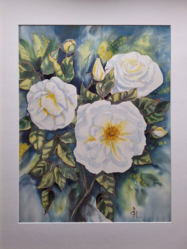 Weiße Sommerrosen von Henriette Lorkowski, Malerei kaufen auf Singulart