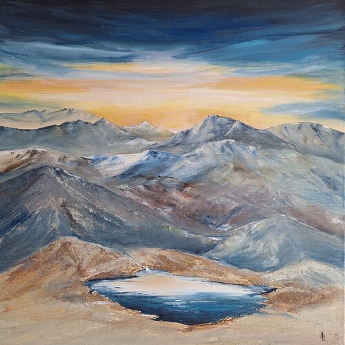 Evening in the mountains von Henriette Lorkowski, Malerei kaufen auf Singulart