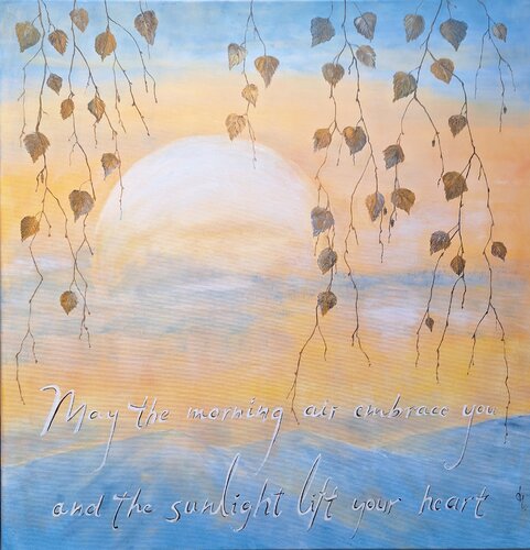 Sonnenaufgang mit Birkenzweigen by Henriette Lorkowski, 油畫 for Sale on Singulart