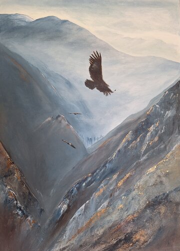 Adler in Berglandschaft van Henriette Lorkowski, Schilderij te koop op Singulart