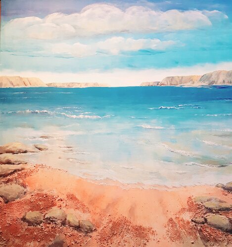 Strand mit rotem Muschelsand by Henriette Lorkowski, Painting for Sale on Singulart