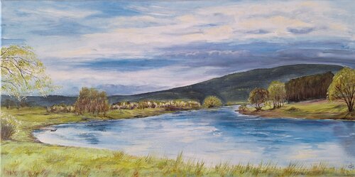 Frühling am Fluss van Henriette Lorkowski, Schilderij te koop op Singulart
