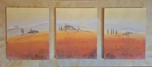 Toscanalandschaft  / Tryptychon di Henriette Lorkowski, Pittura in vendita su Singulart