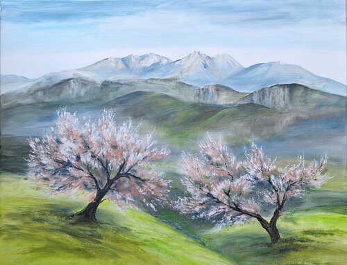 Zeit der Mandelblüte van Henriette Lorkowski, Schilderij te koop op Singulart