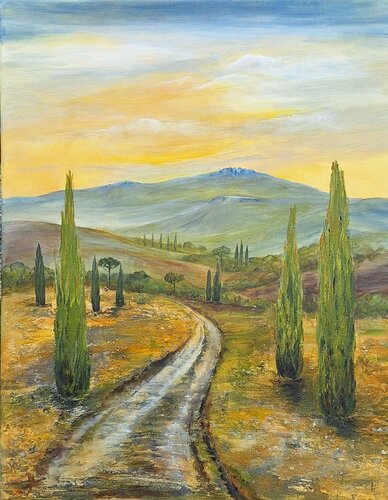 Weg in's Land,  Toscanalandschaft by Henriette Lorkowski, Painting for Sale on Singulart